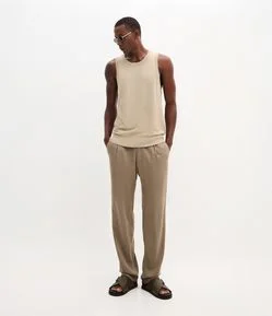 Calça Reta em Viscolinho Liso