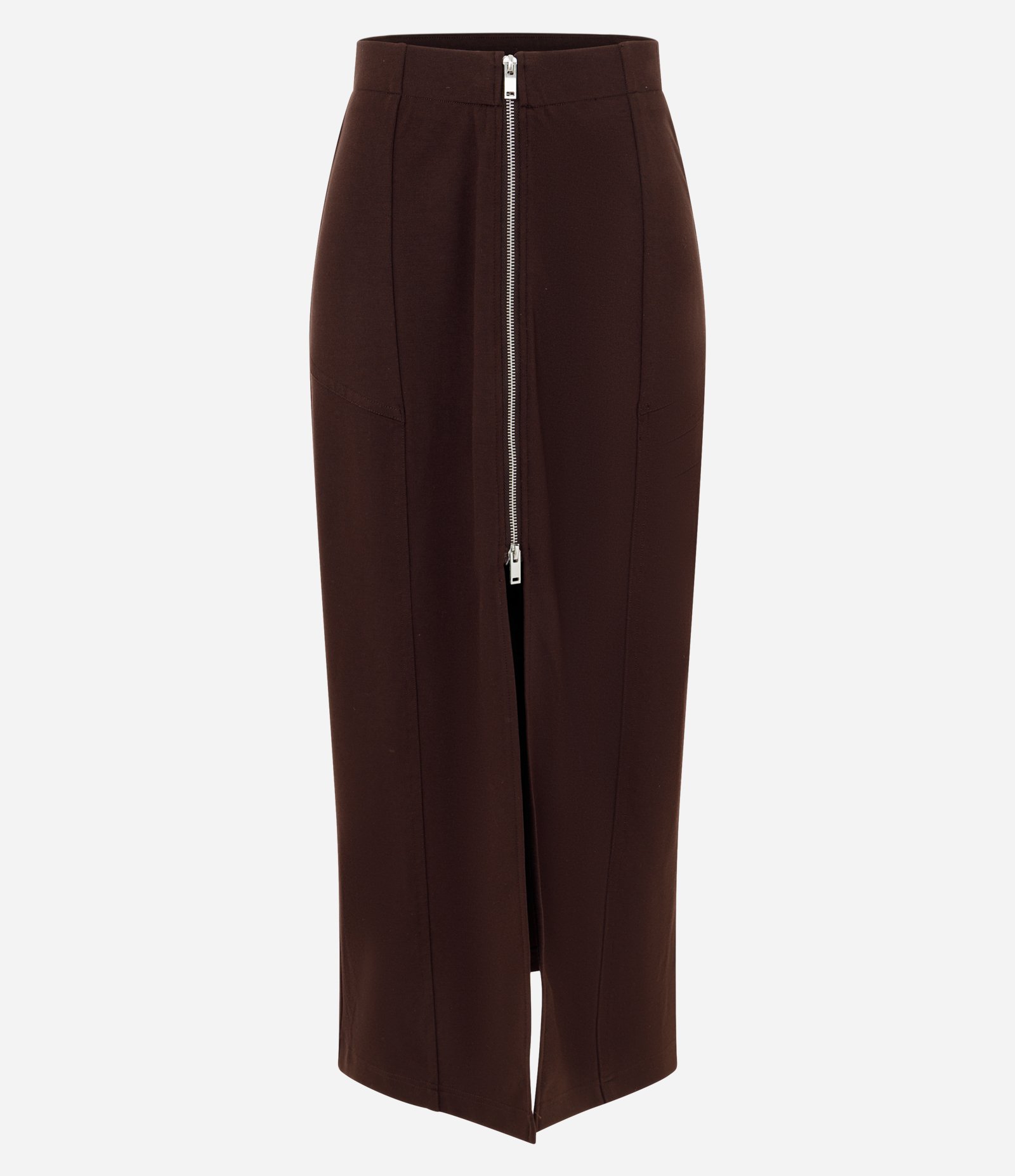 Saia New Midi com Zíper Frontal Marrom 1