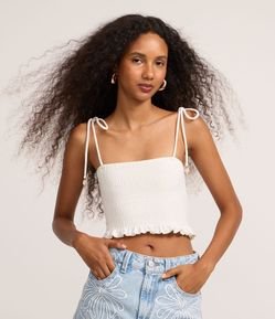 Blusa Cropped em Lastex com Alcinha de Amarração Búzios