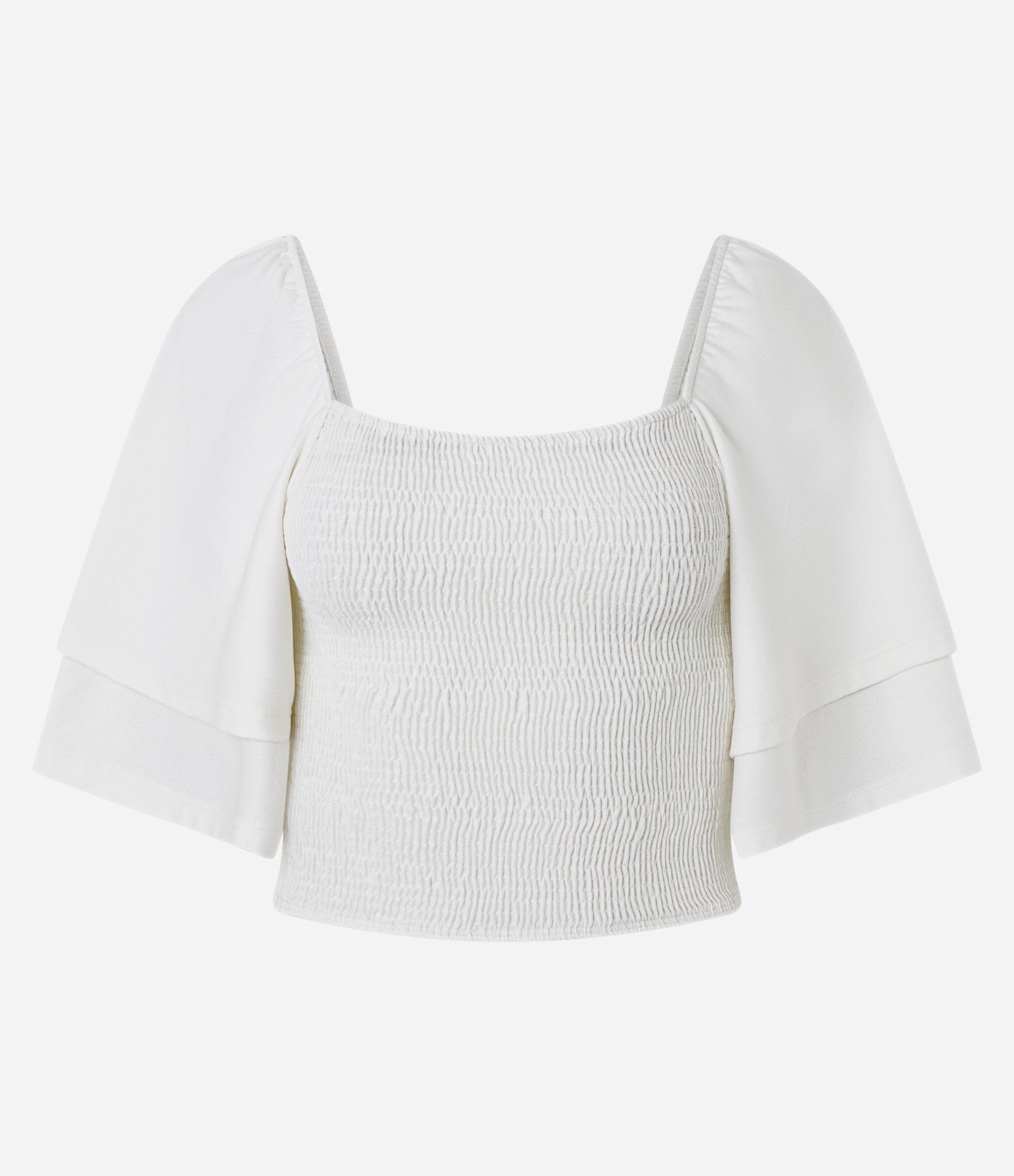 Blusa Cropped com Lastex e Manga Dupla Off White 4