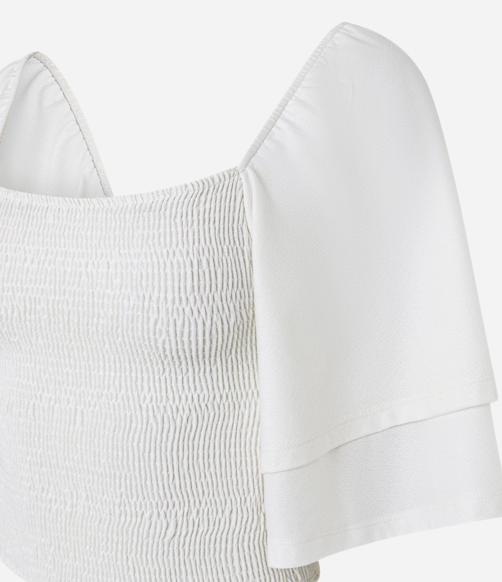 Blusa Cropped com Lastex e Manga Dupla Off White 5