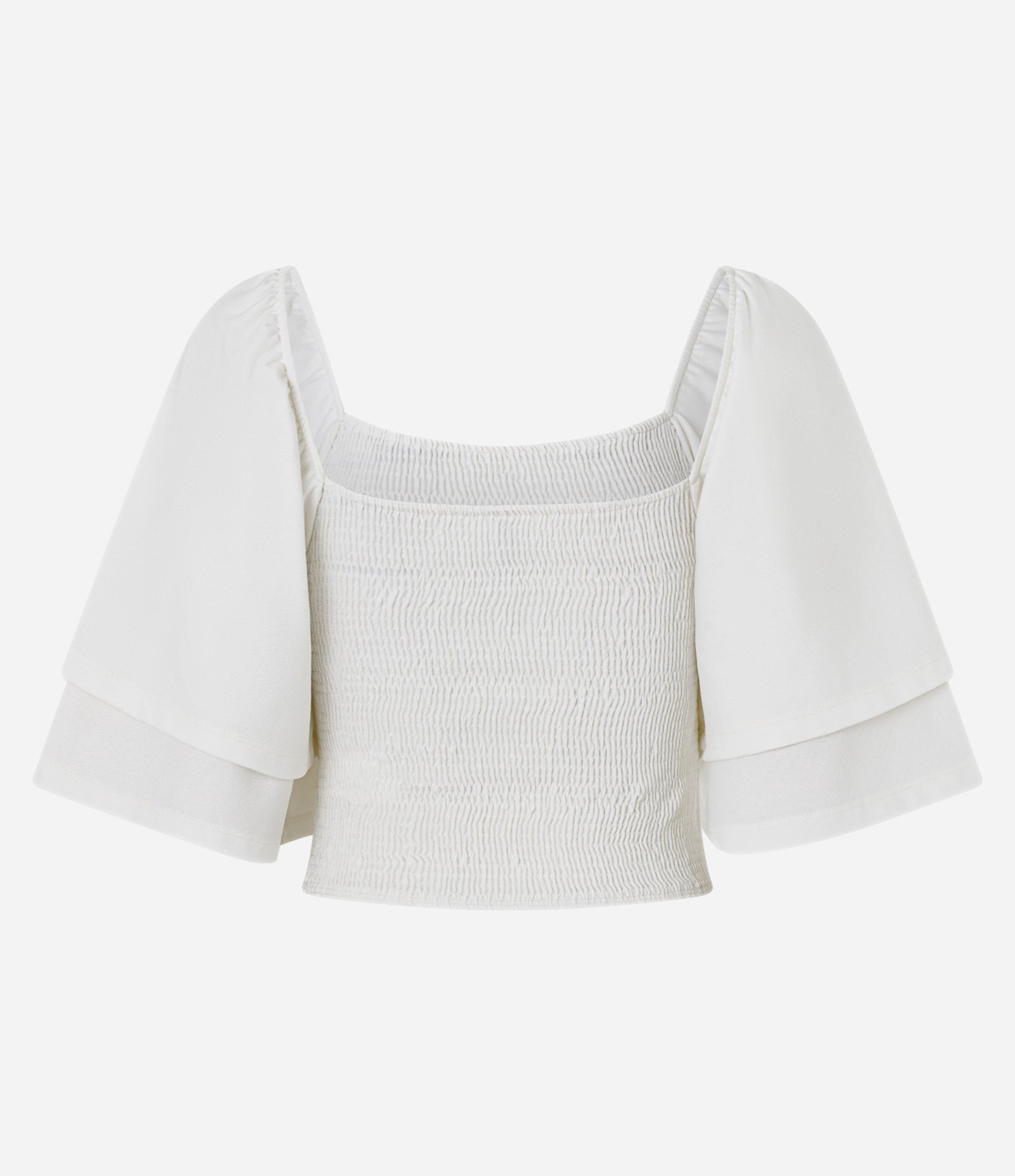 Blusa Cropped com Lastex e Manga Dupla Off White 6