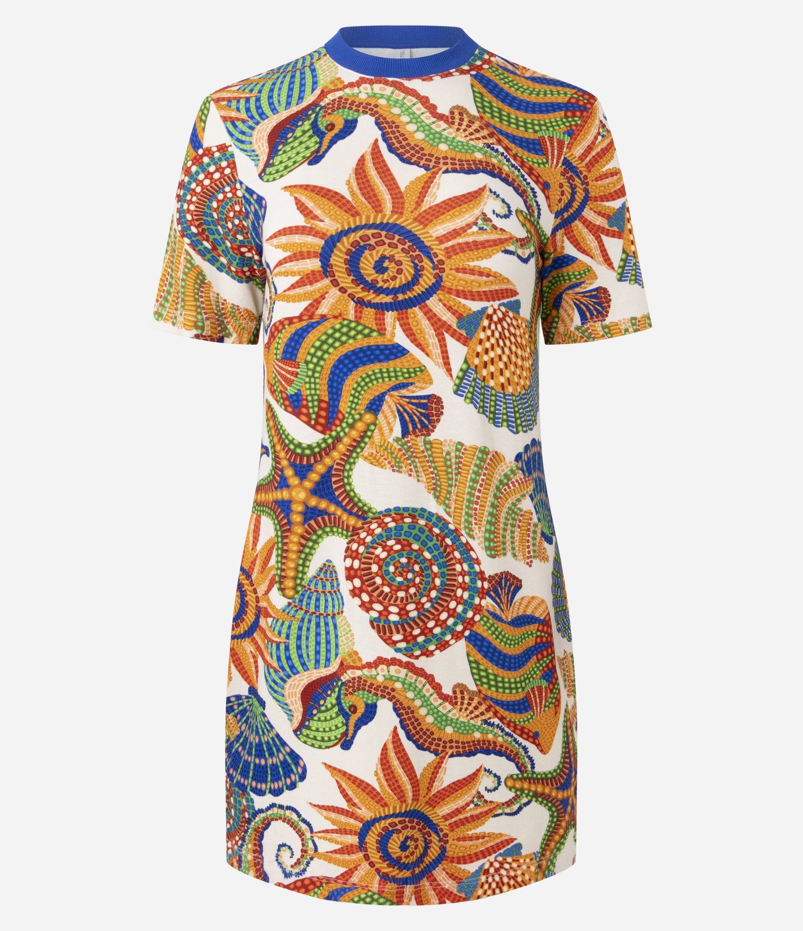 Vestido T-Shirt Curto em Viscose com Estampa Tropical Multicores 3