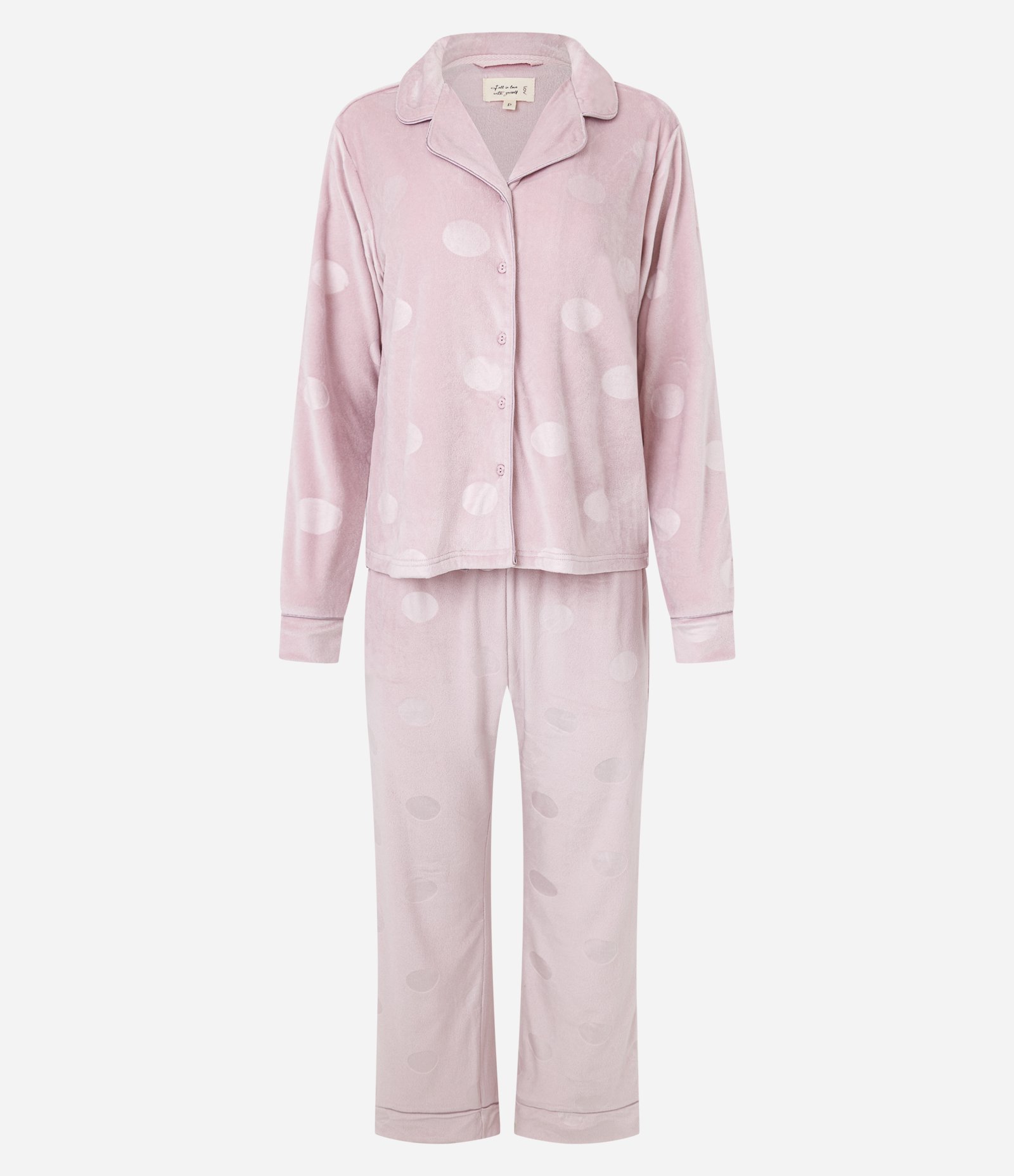 Pijama Americano Longo em Plush e Estampa de Bolinhas Rosa 4
