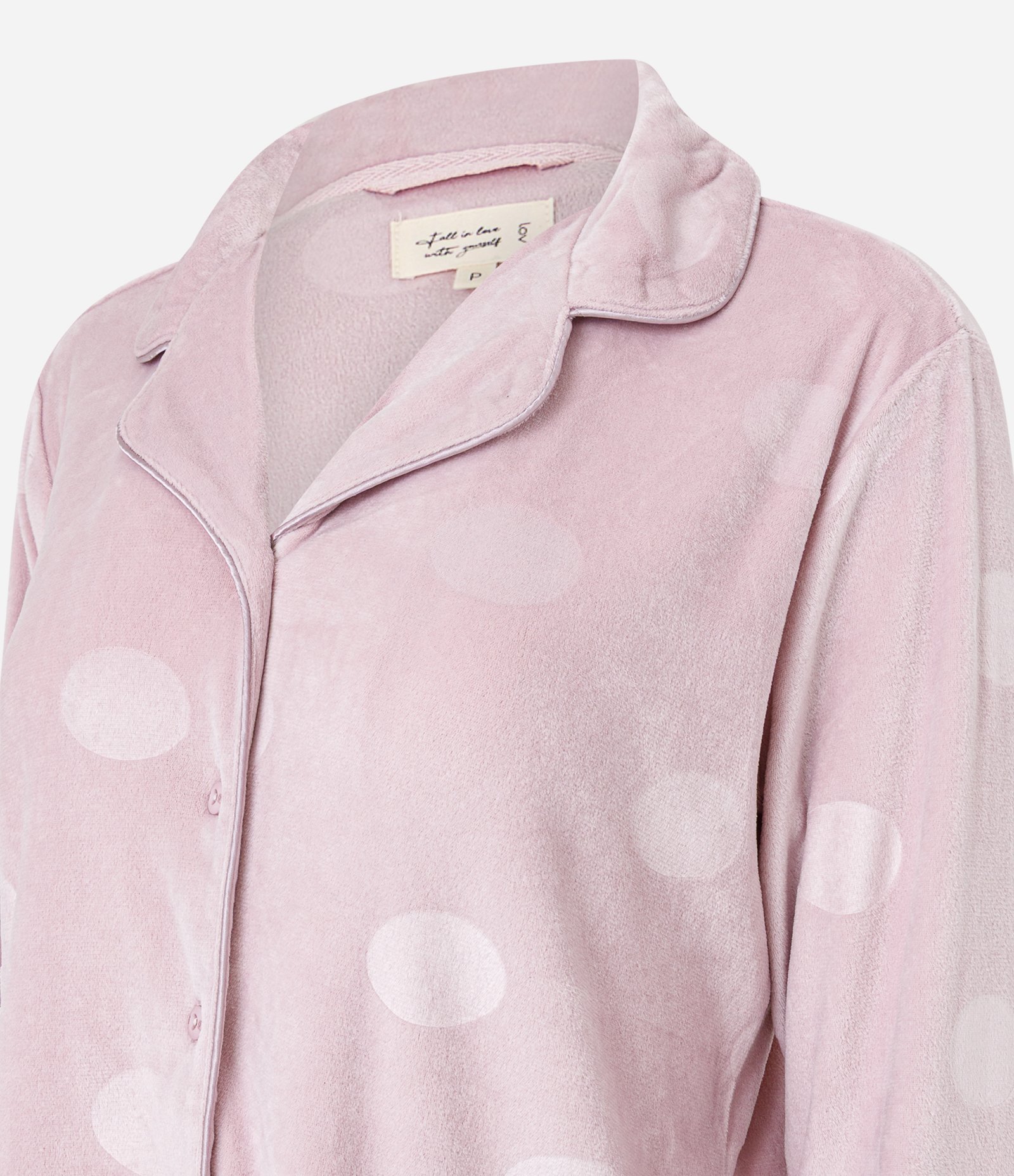 Pijama Americano Longo em Plush e Estampa de Bolinhas Rosa 5