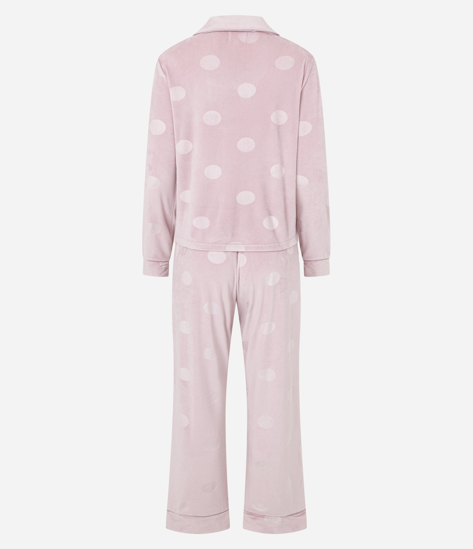 Pijama Americano Longo em Plush e Estampa de Bolinhas Rosa 6