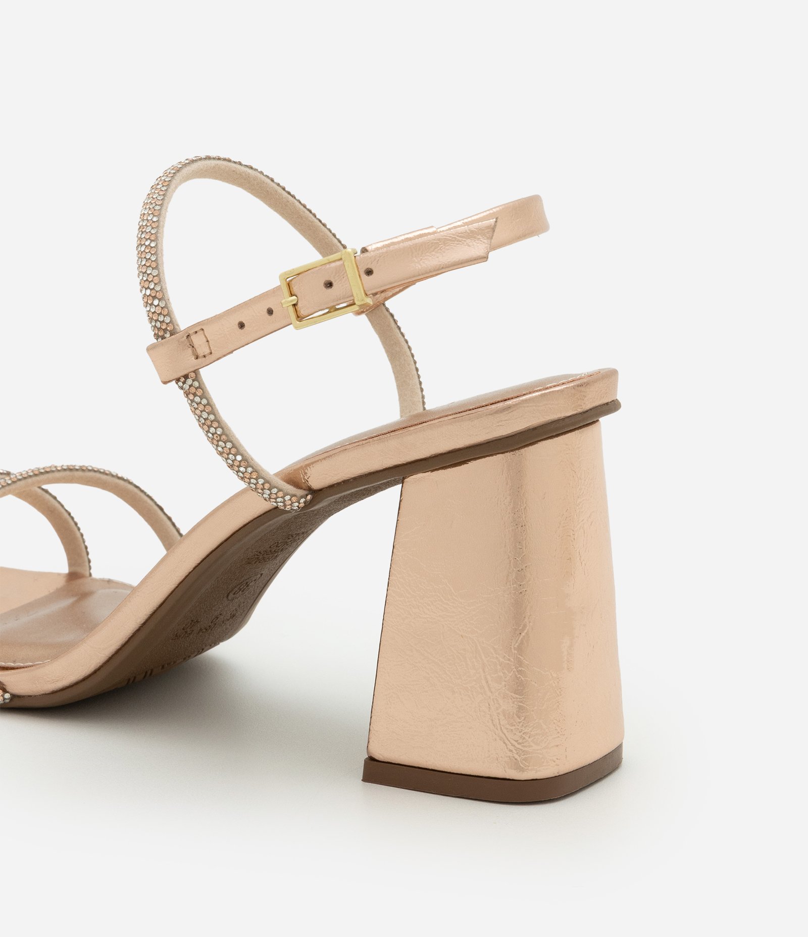 Sandália com Tiras Finas Cruzadas Brilhosas Rose 6