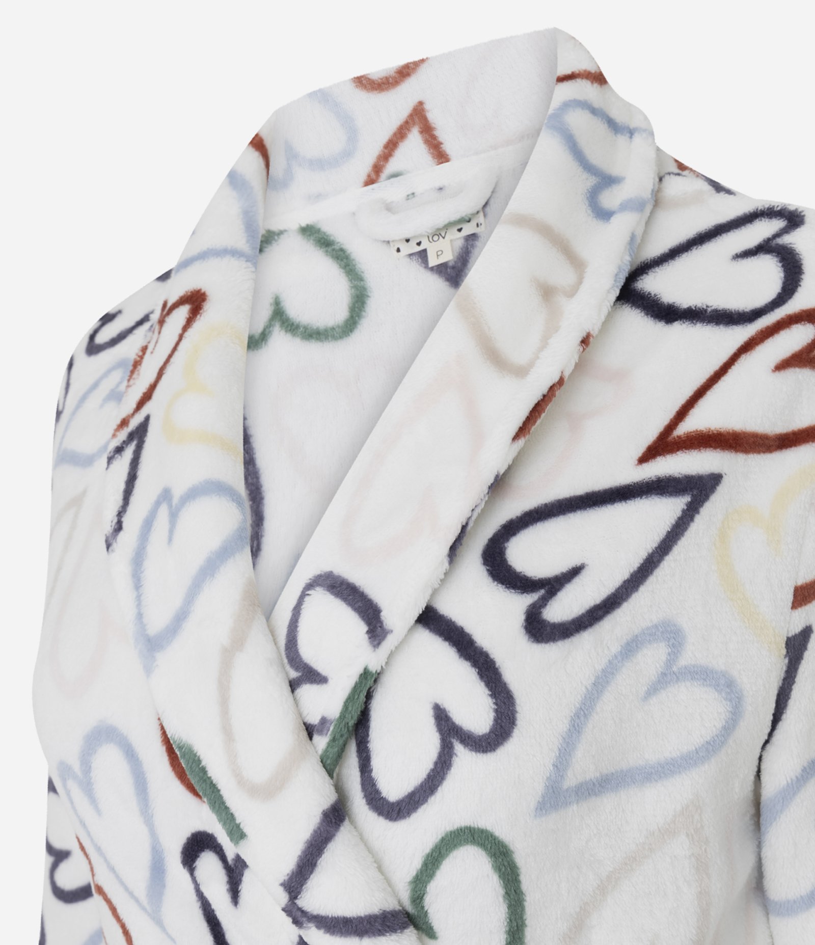 Roupão em Fleece com Corações Coloridos Branco 2