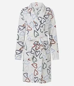 Roupão em Fleece com Corações Coloridos