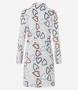 Roupão em Fleece com Corações Coloridos