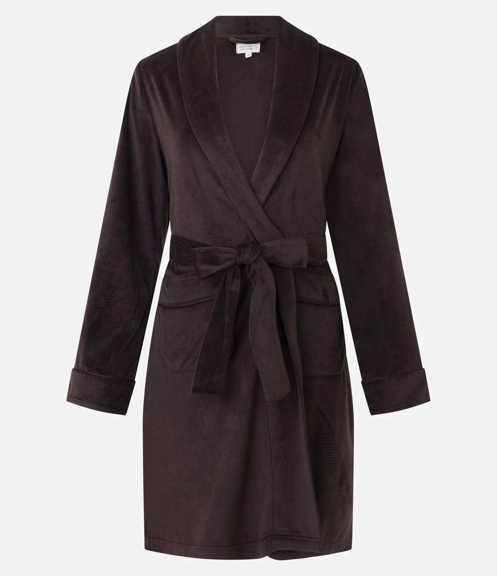 Robe em Plush com Manga Longa e Amarração na Cintura Marrom 1