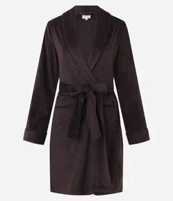 Robe em Plush com Manga Longa e Amarração na Cintura