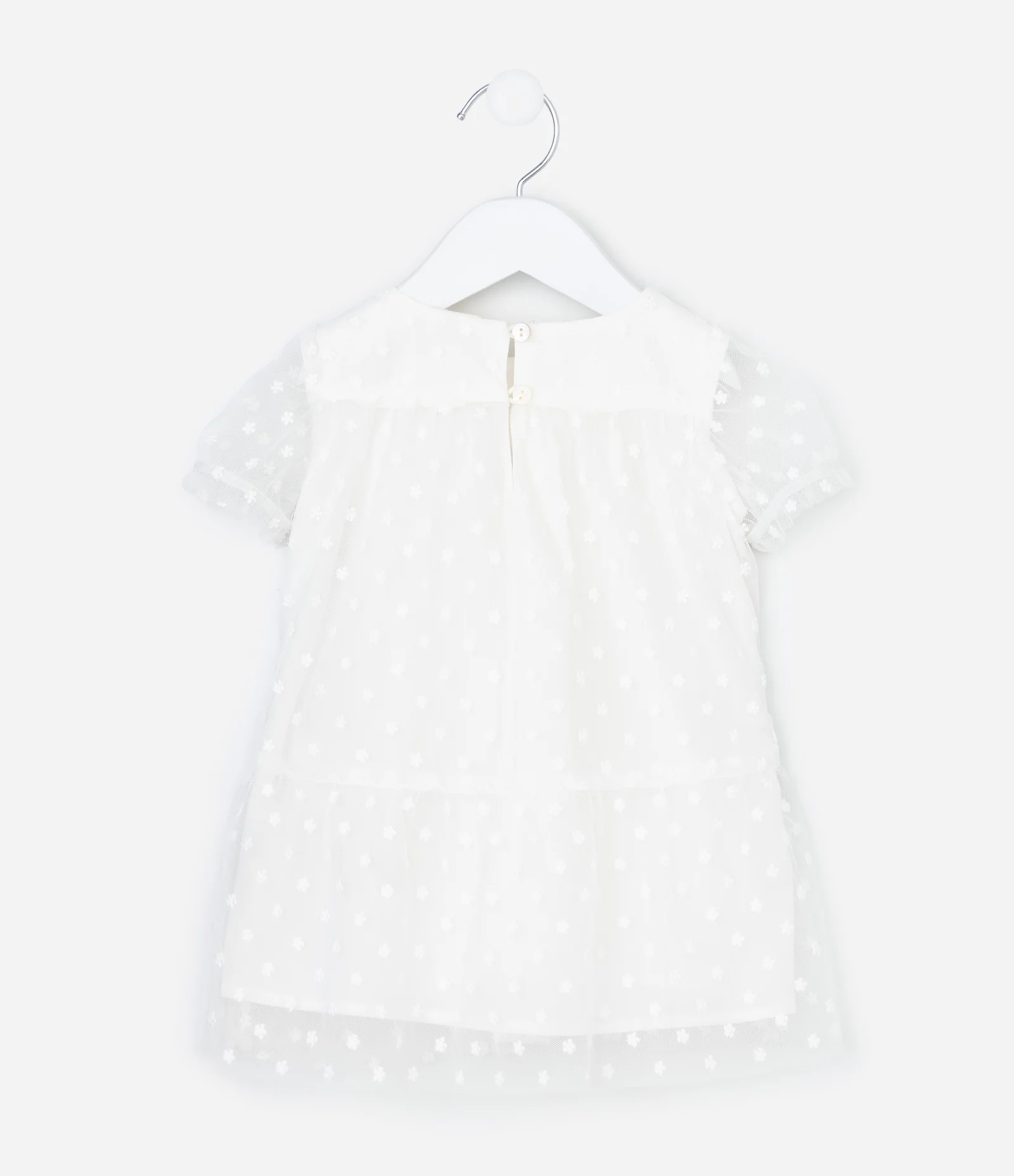 Vestido Infantil com Calcinha em Tule Bordado – Tam RN A 18 Meses Branco 3