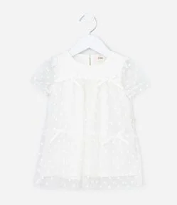Vestido Infantil com Calcinha em Tule Bordado – Tam RN A 18 Meses