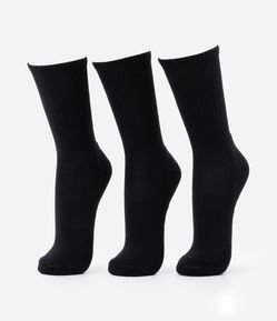 Kit 03 Meias Cano Alto em Algodão Atoalhado