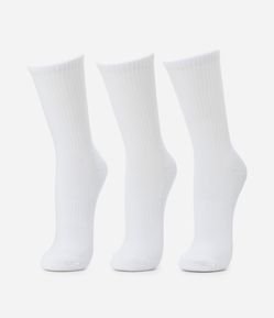Kit 03 Meias Cano Alto em Algodão Atoalhado