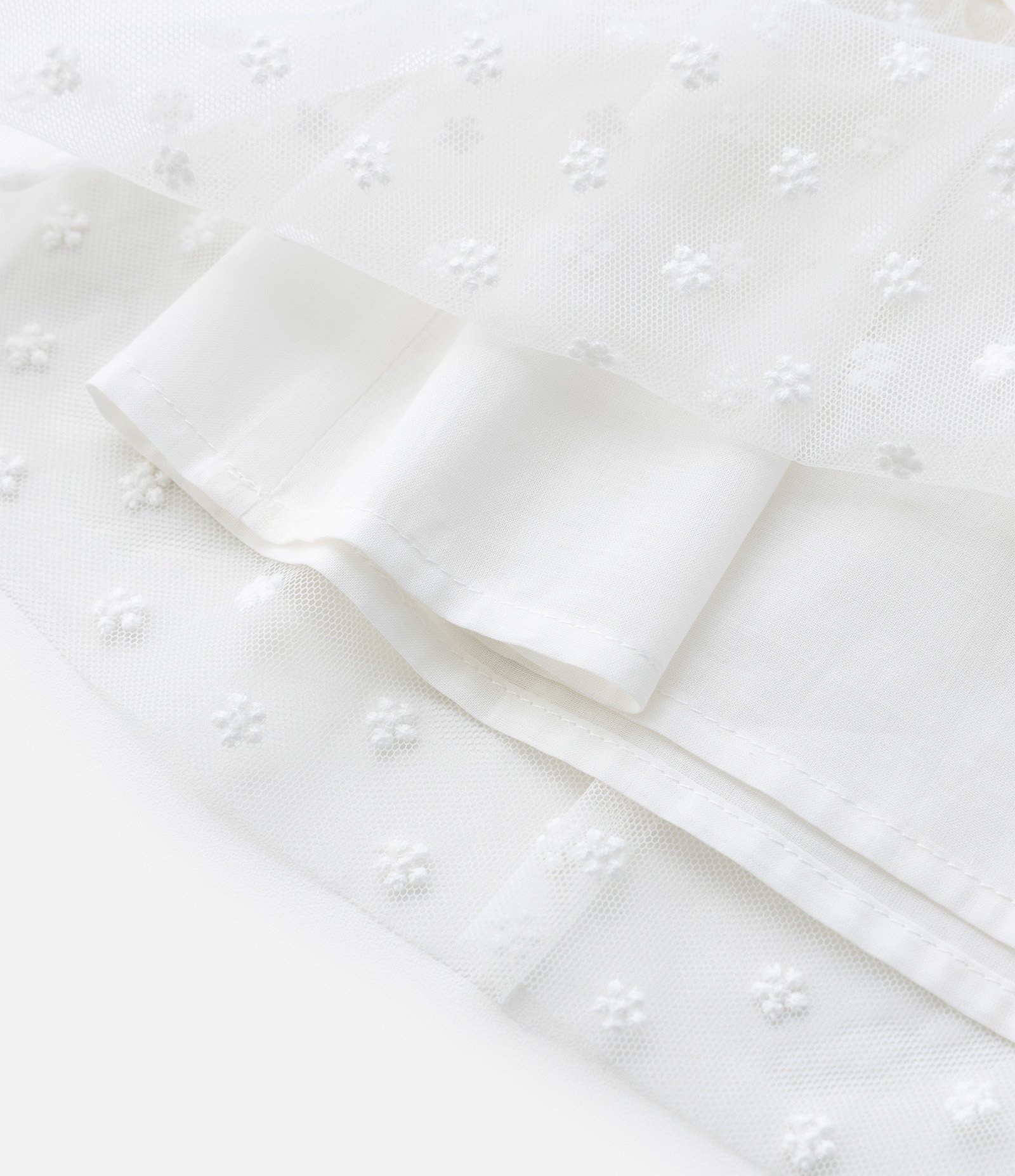 Vestido Infantil Tule Floral com Laços e Calcinha – Tam RN a 18 Meses Off White 9