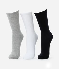 Kit 03 Meias Cano Alto em Algodão Atoalhado