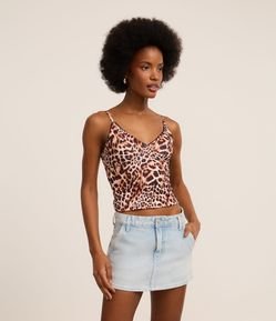 Blusa de Alça em Microfibra com Estampa Animal