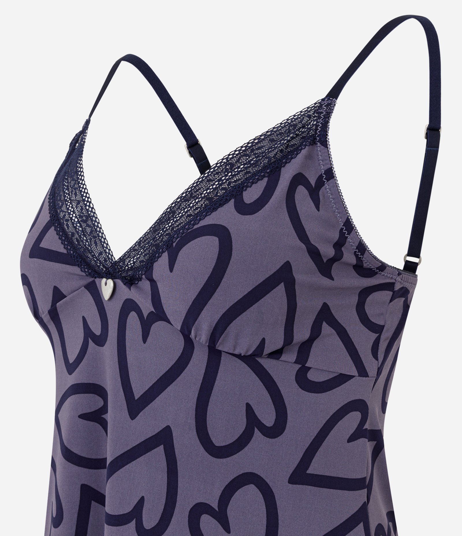 Pijama Short Doll com Estampa de Corações e Renda Roxo 6