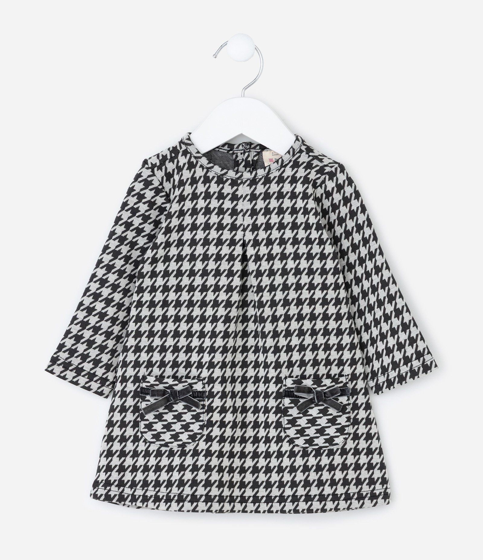 Vestido Infantil Xadrez com Meia Calça – Tam 0 a 18 Meses Preto/Branco 3