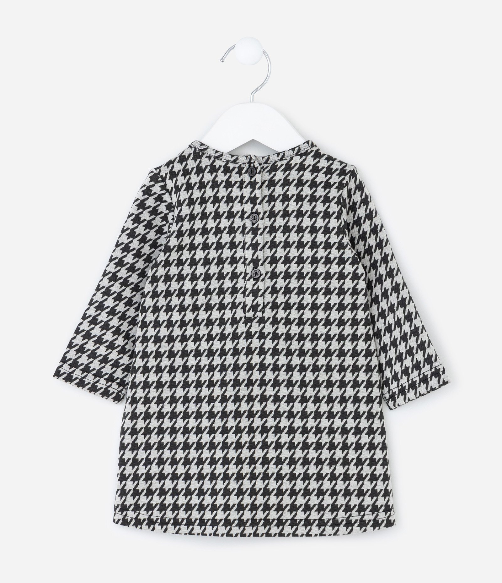 Vestido Infantil Xadrez com Meia Calça – Tam 0 a 18 Meses Preto/Branco 4