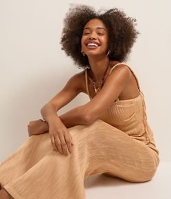 Saia Long Midi com Textura Plissada