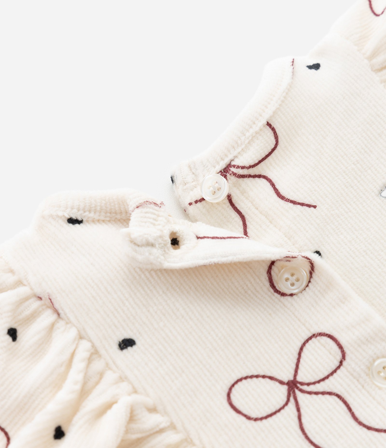 Vestido Infantil em Veludo Cotelê com Laços e Meia-Calça – Tam 0 a 18 Meses Bege Claro 9