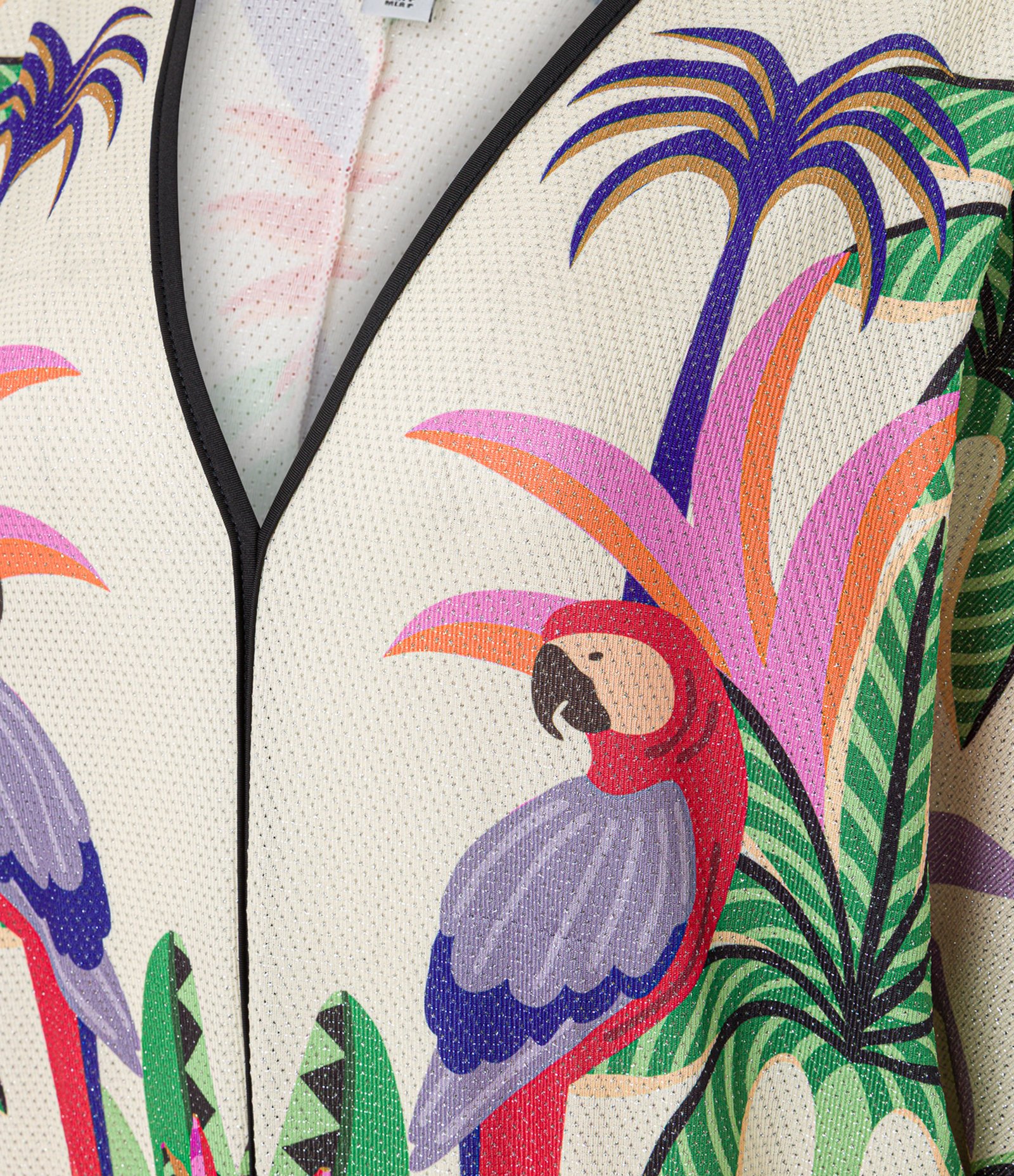 Body com Fio Metalizado e Estampa Arara Off White 5