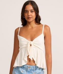 Blusa de Alça em Viscose Texturizada com Laço no Busto