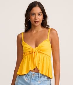 Blusa de Alça em Viscose Texturizada com Laço no Busto