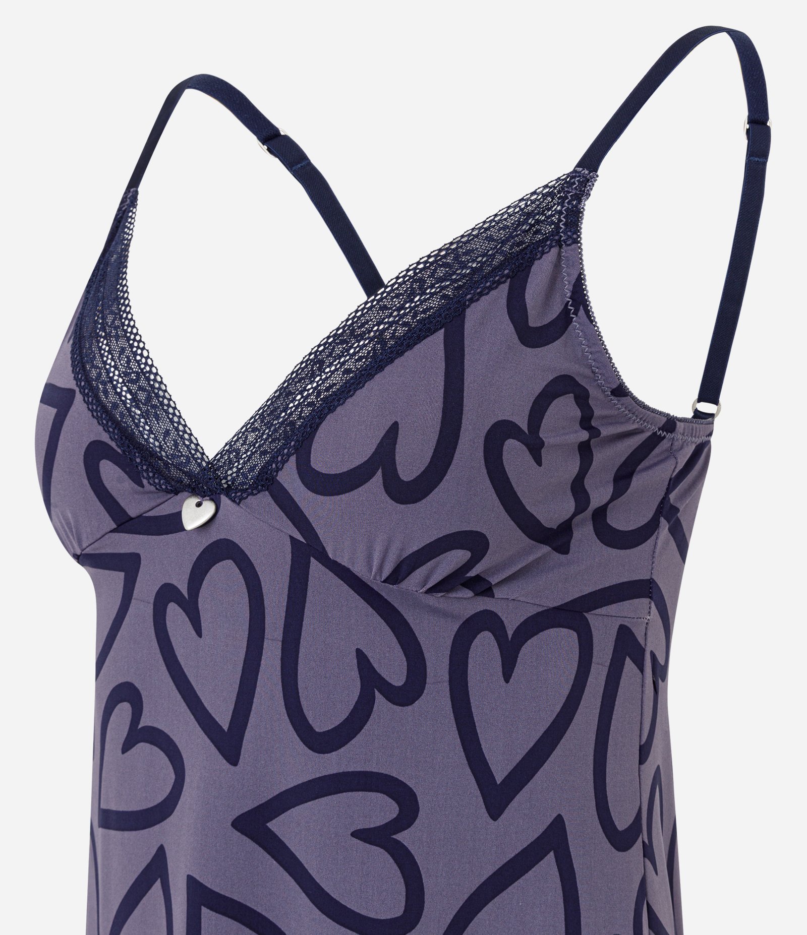 Camisola de Alcinha com Estampa de Corações Roxo 4