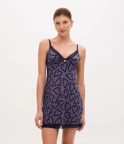 Camisola de Alcinha com Estampa de Corações