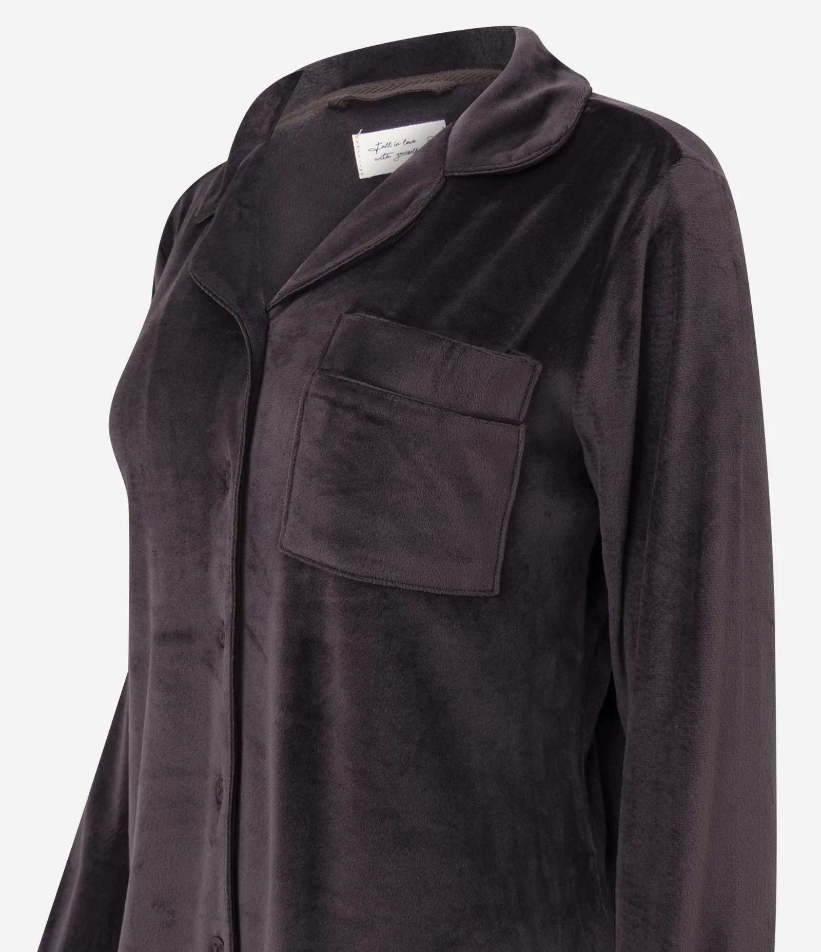 Pijama Americano Longo em Plush Marrom 2