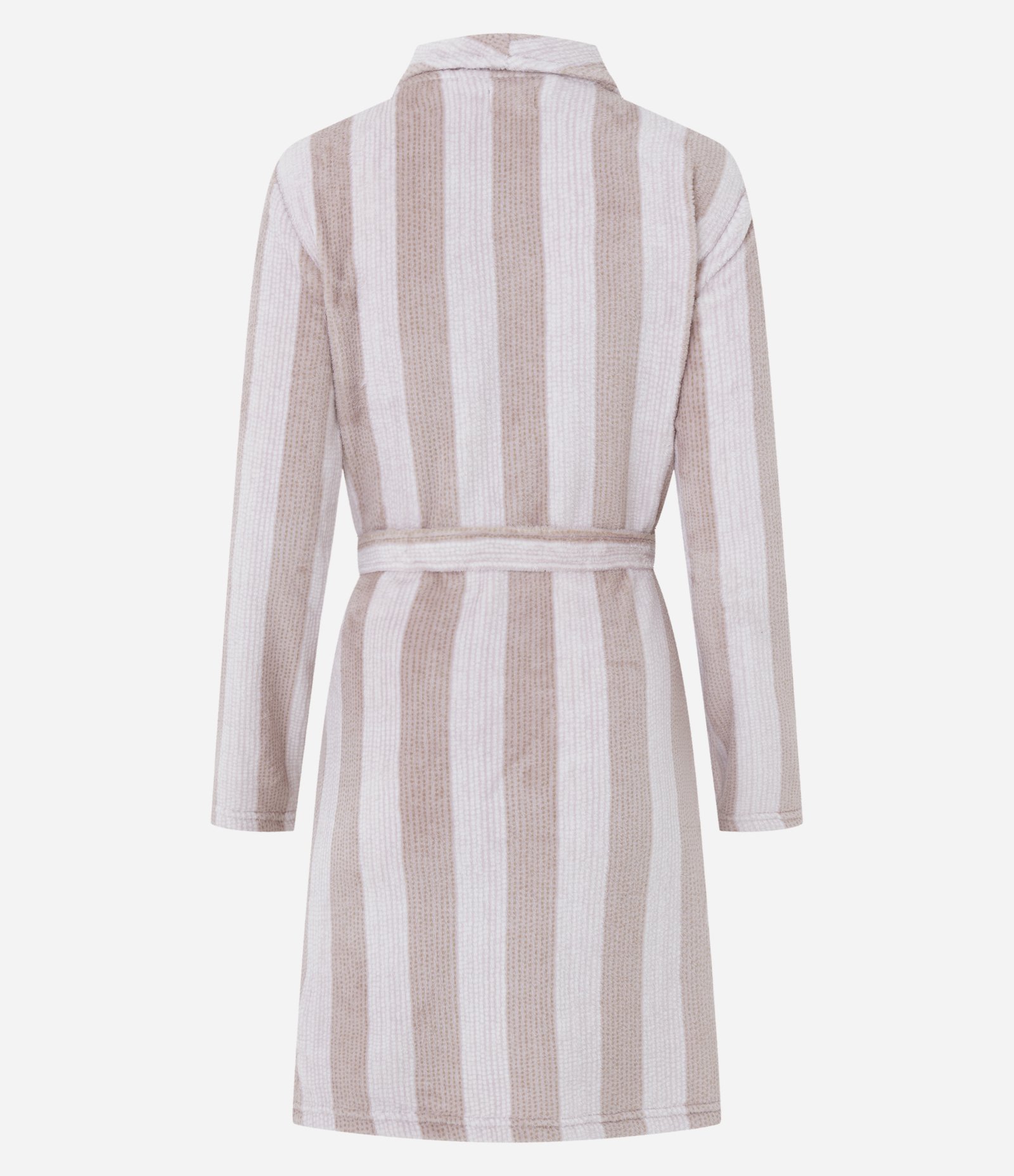 Robe em Fleece Listrado com Faixa Branco/Rosa 5
