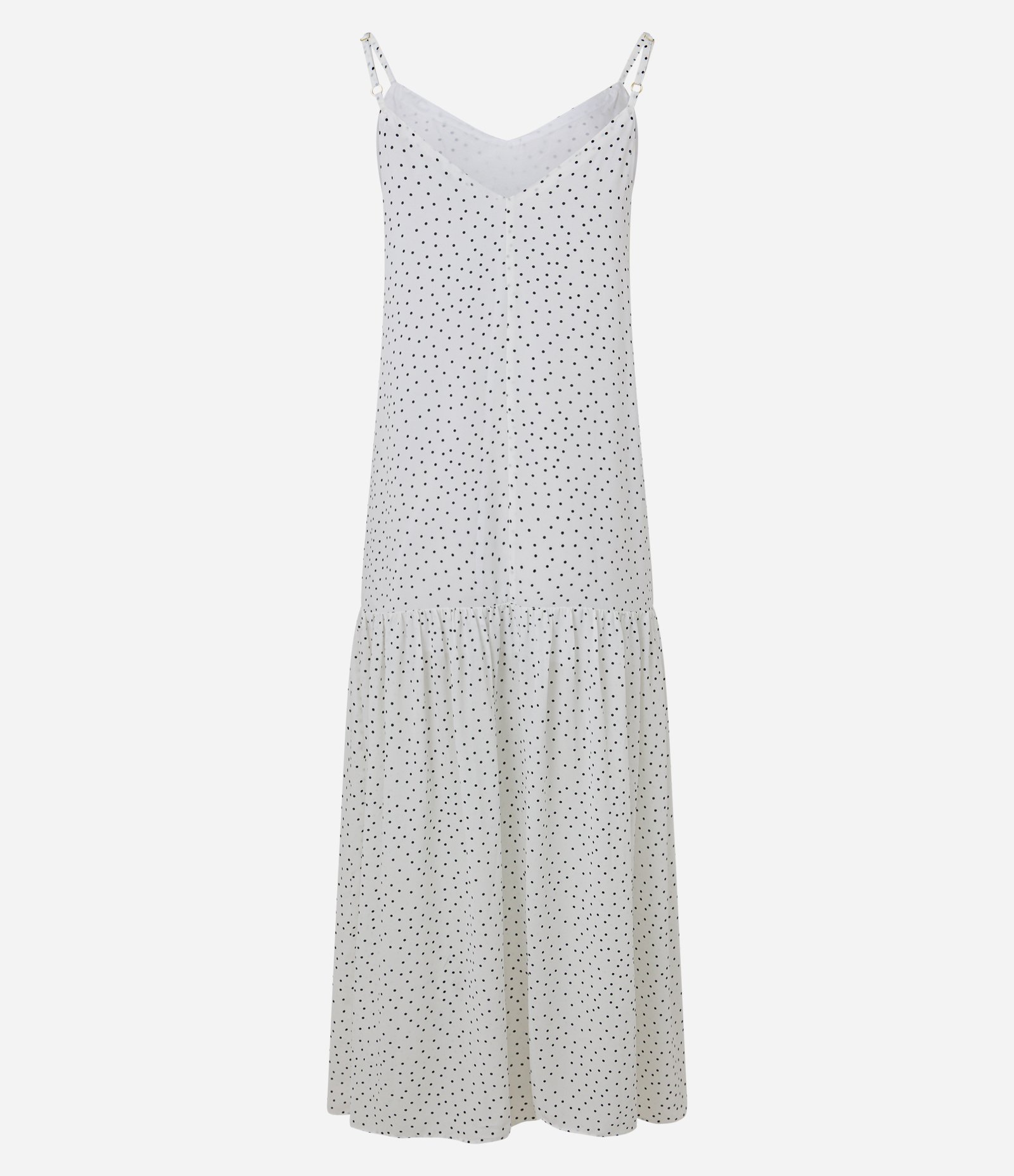 Vestido Evasê Longo em Crepe com Estampa Poá Branco 3