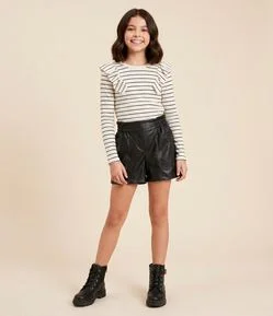 Short Infantil Clochard com Bolsos e Botões – Tam 5 a 14 Anos