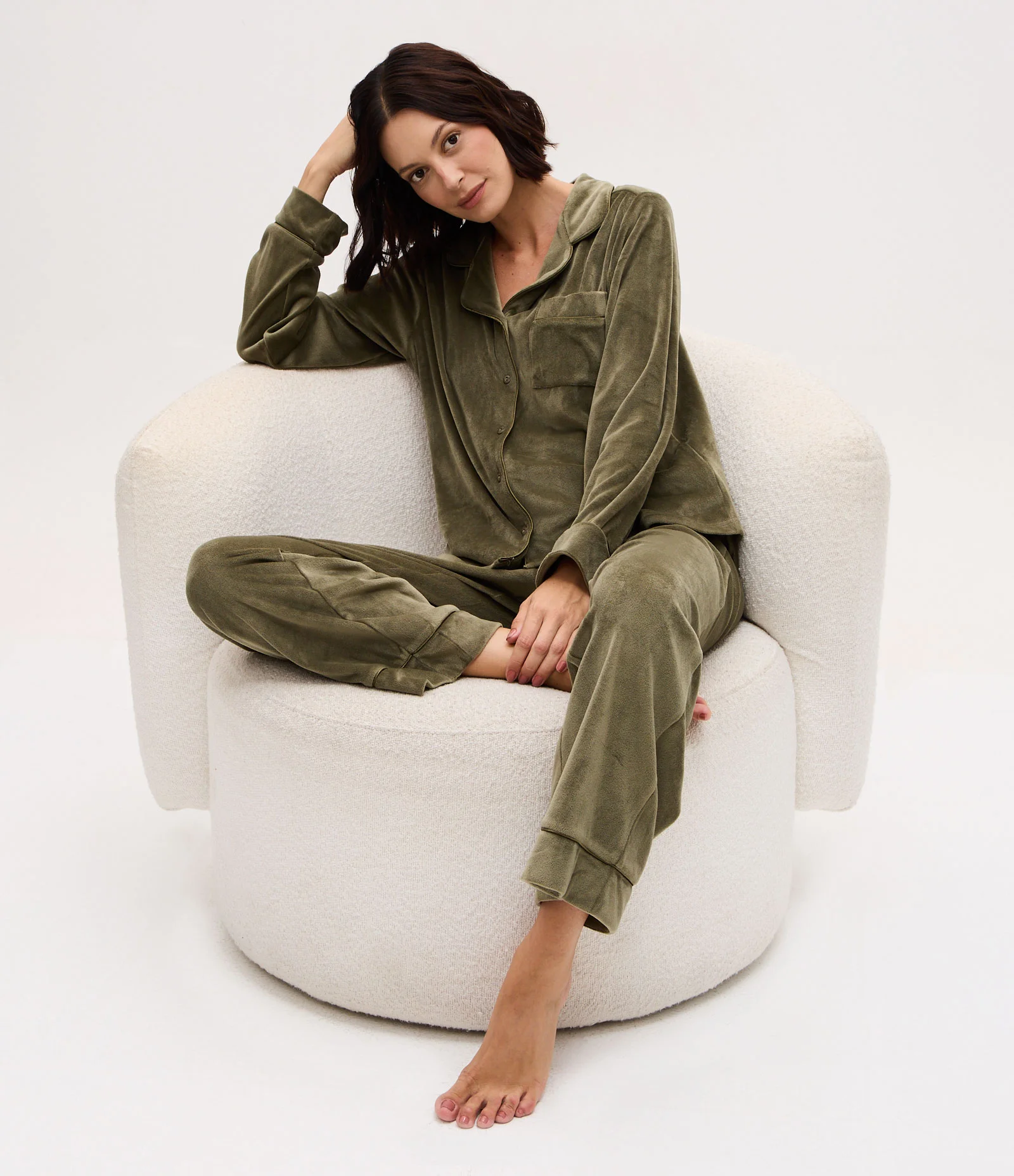 Pijama Americano Longo em Plush Verde 1