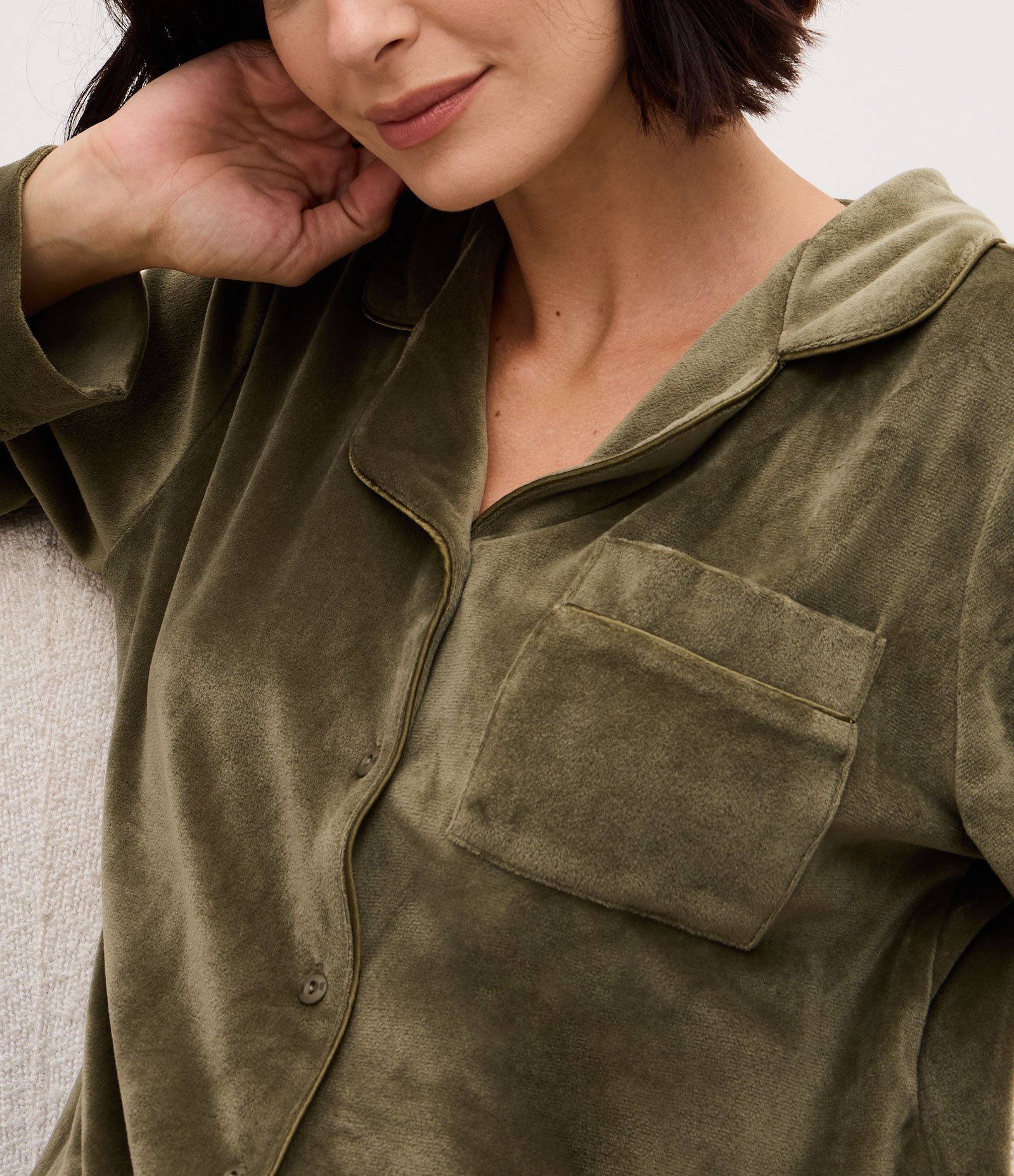 Pijama Americano Longo em Plush Verde 3