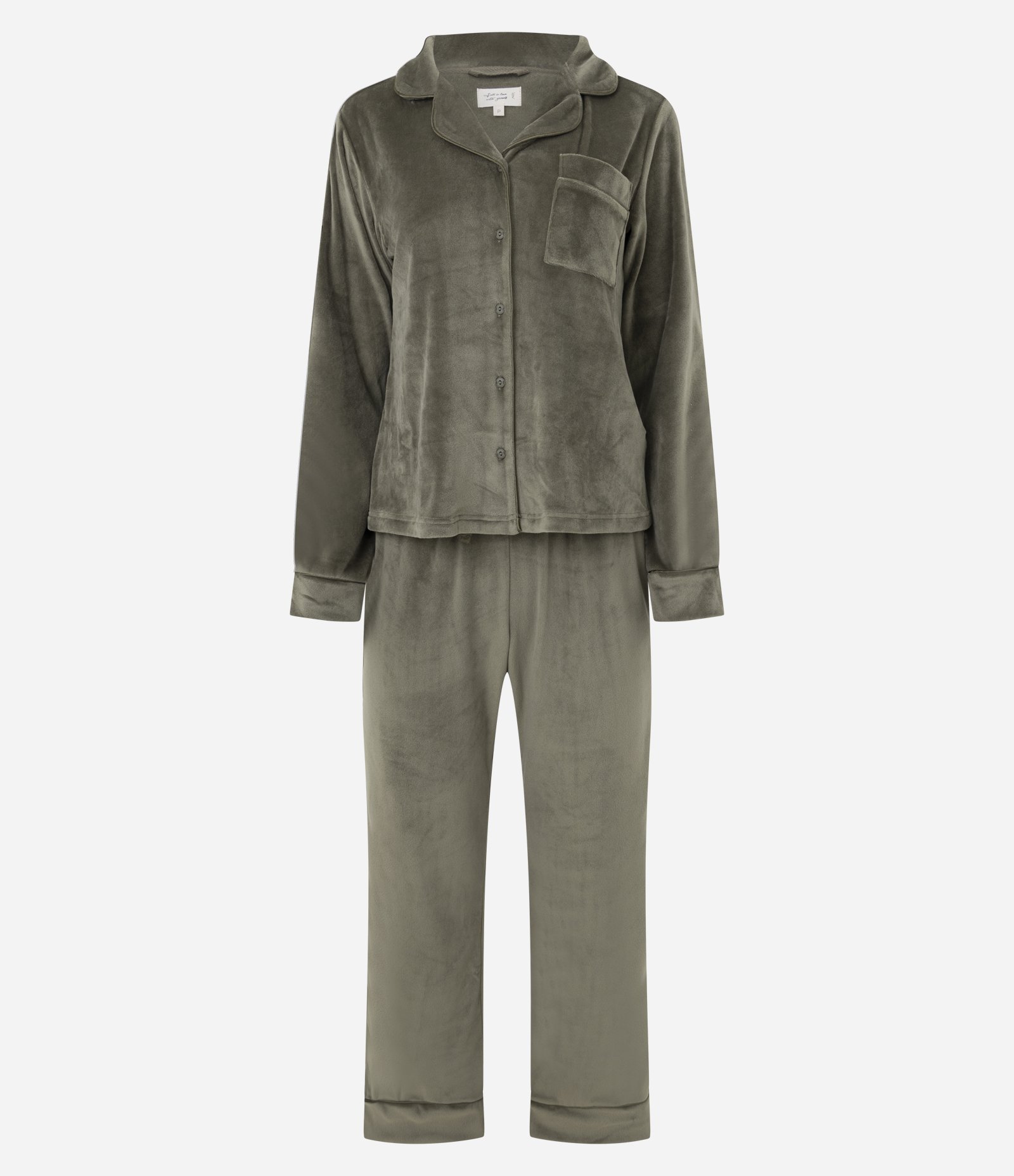 Pijama Americano Longo em Plush Verde 5