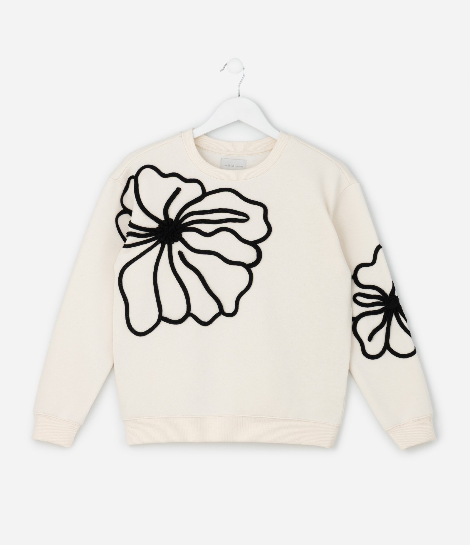Casaco Infantil com Flor Bordada em Corda – Tam 5 a 14 Anos Off White 1