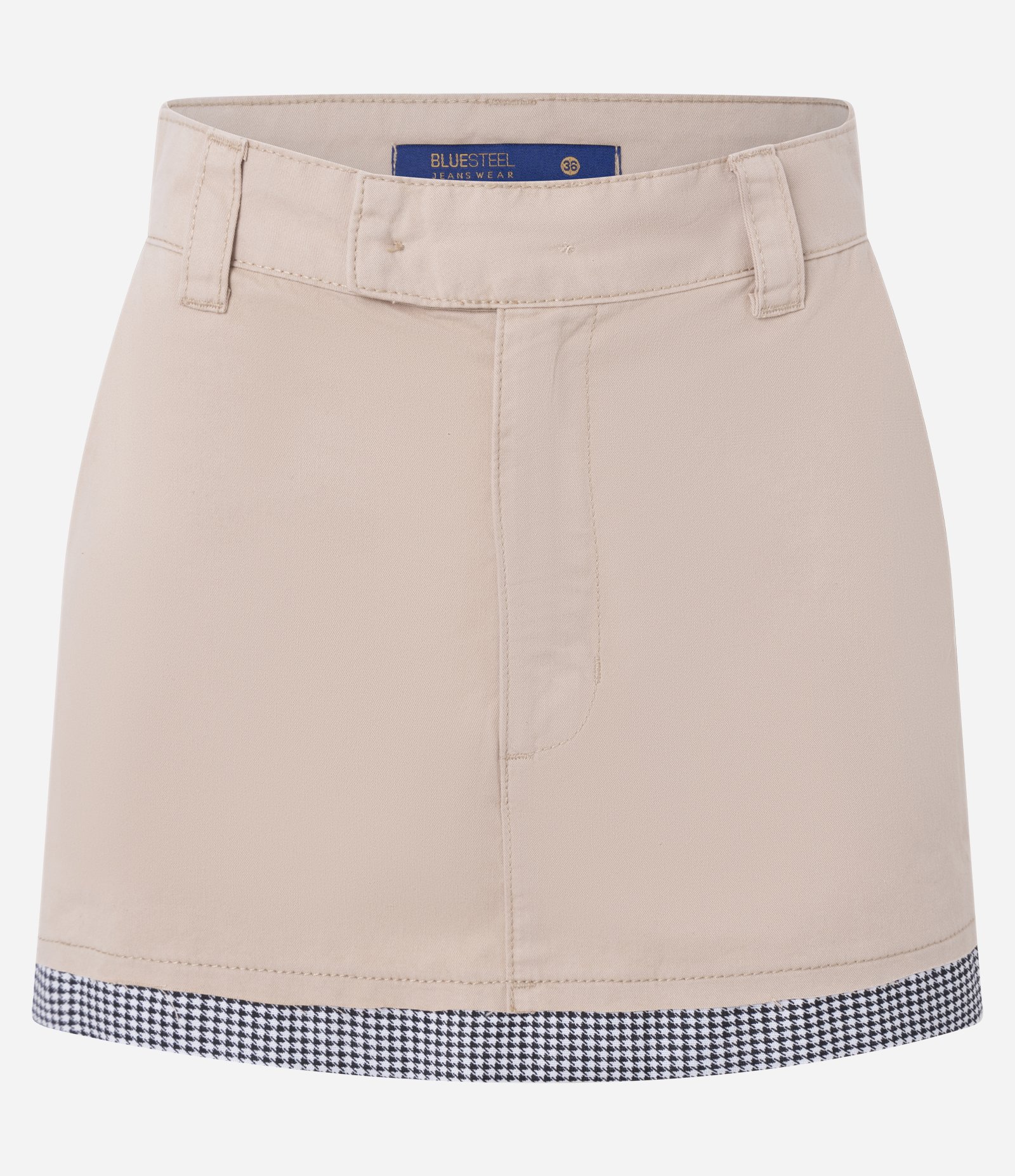 Mini Saia Alfaiatada em Sarja com Barra em Tricoline Rosa 5