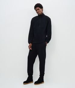 Calça Jogger em Moletom com Cós Elástico e Cordão