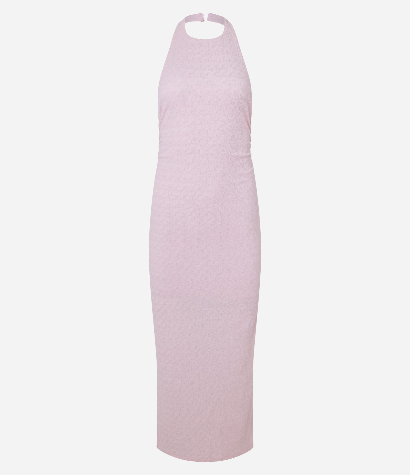 Vestido Long Midi com Frente Única e Textura Rosa 5