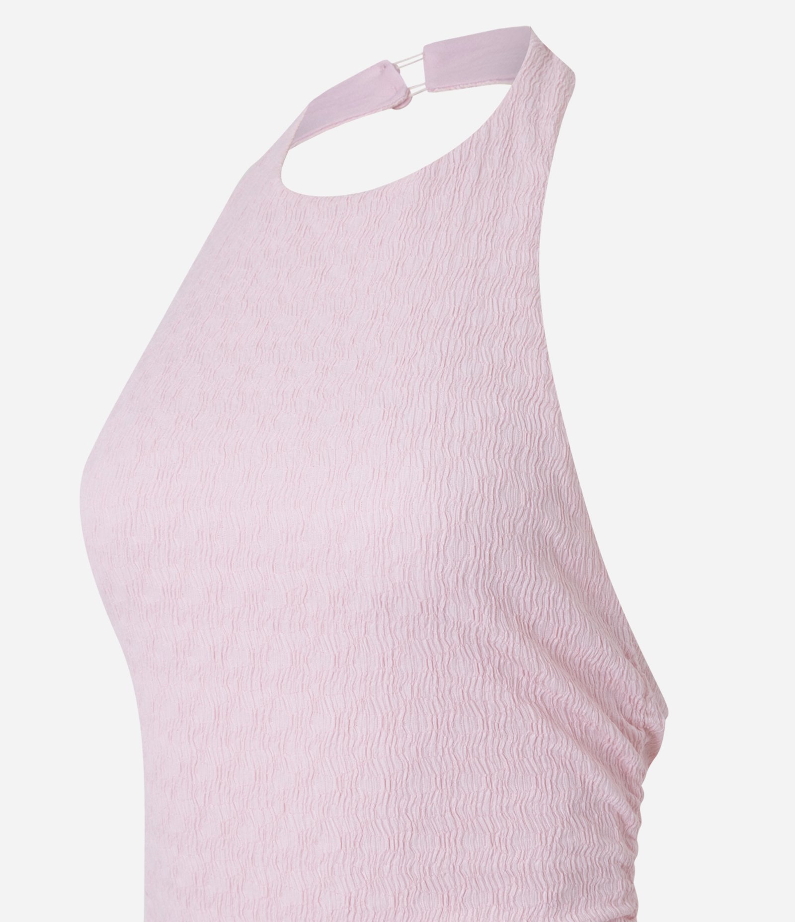 Vestido Long Midi com Frente Única e Textura Rosa 6