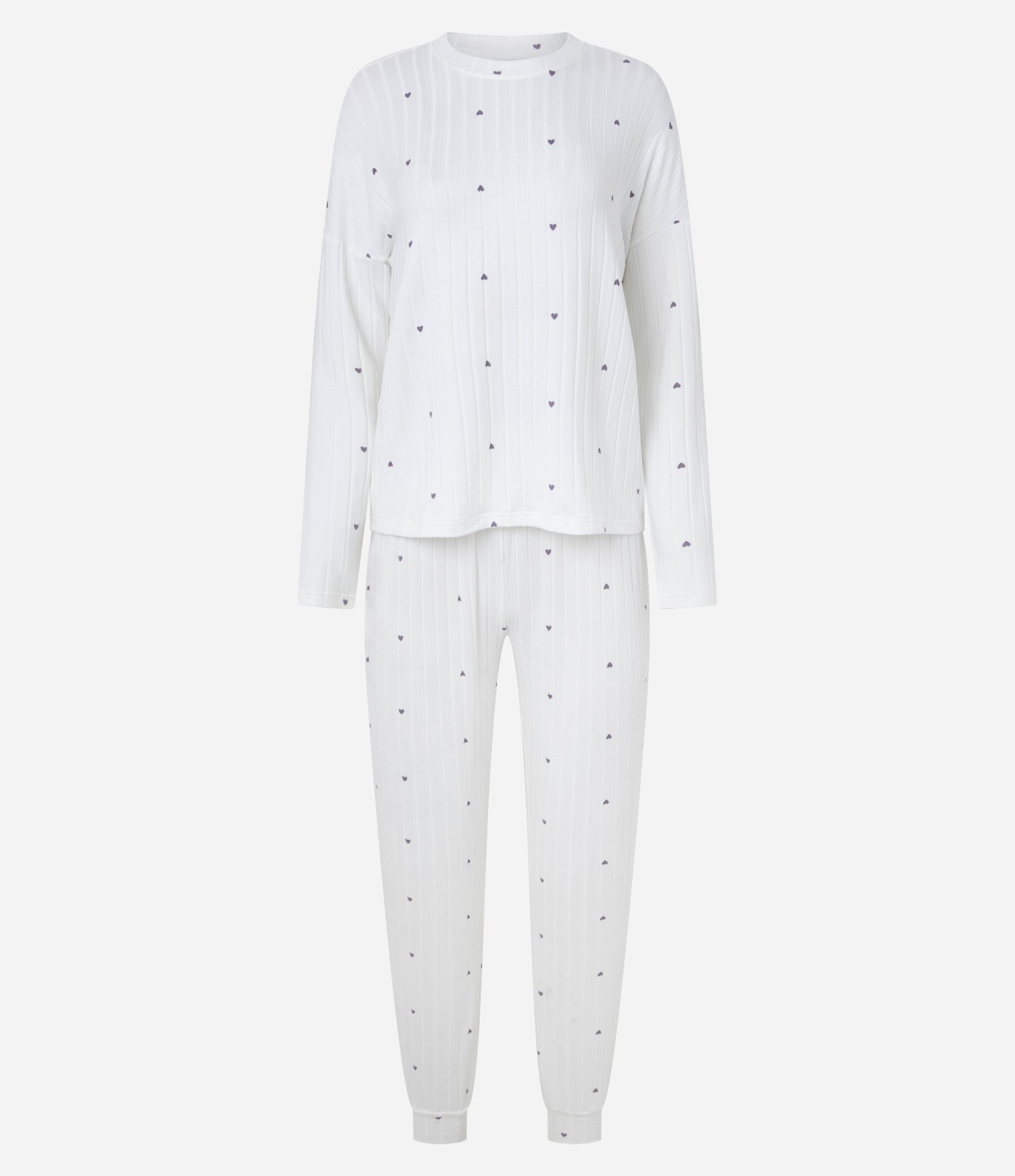 Pijama Longo em Tricô com Estampa de Cerejas Branco 1
