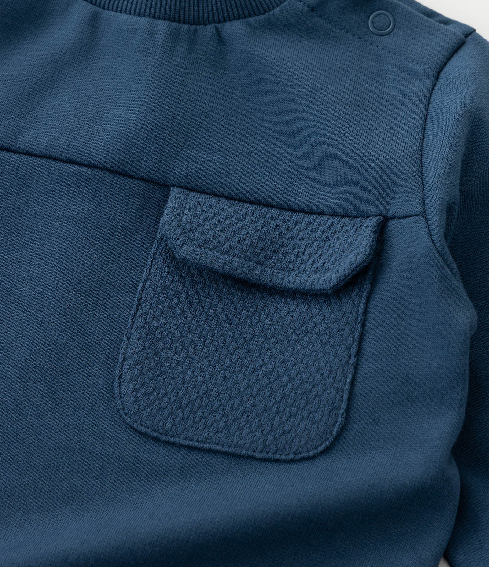 Conjunto Infantil Moletom Texturizado com Recortes – Tam 0 a 18 Meses Azul Escuro 16