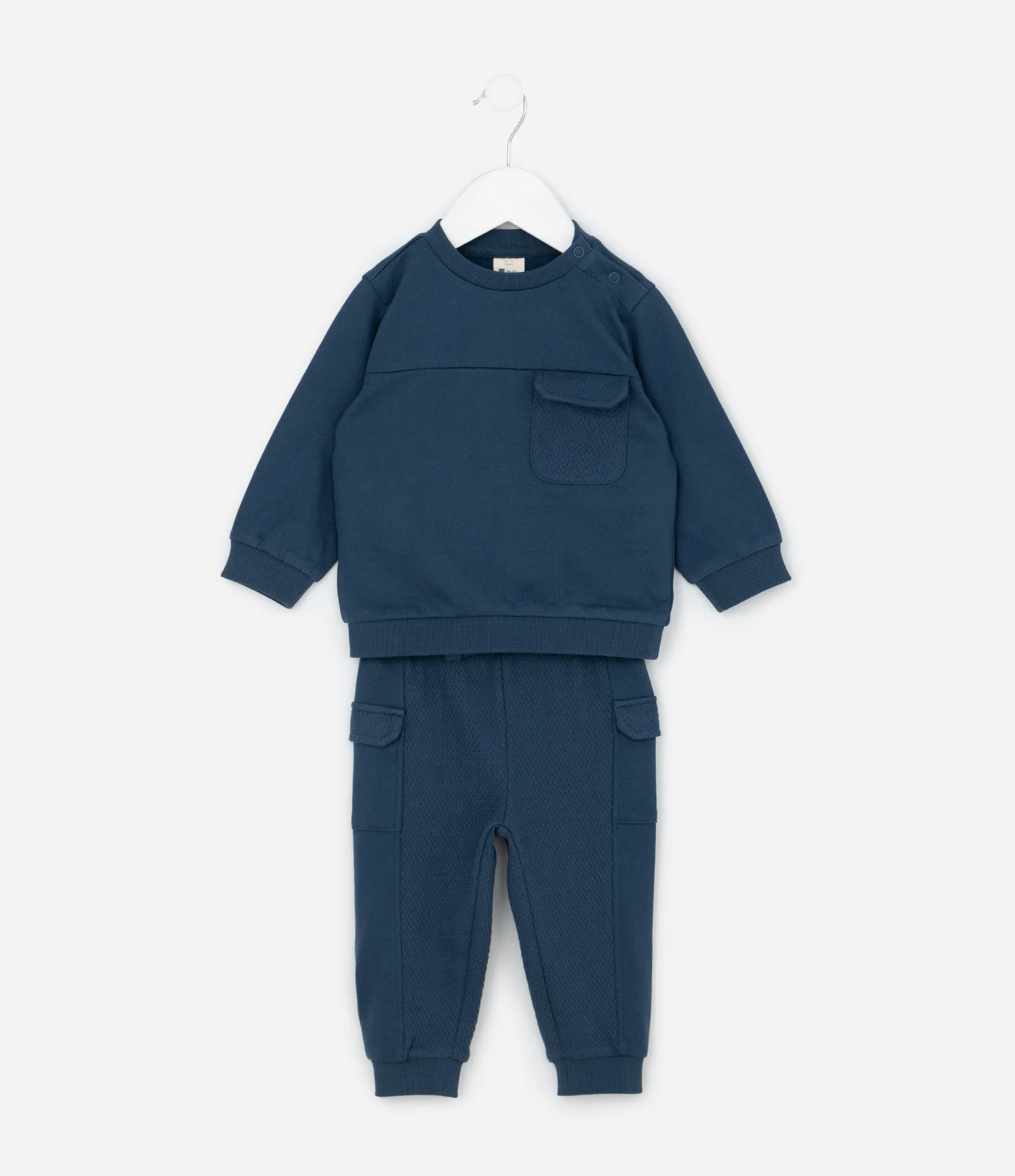 Conjunto Infantil Moletom Texturizado com Recortes – Tam 0 a 18 Meses Azul Escuro 2