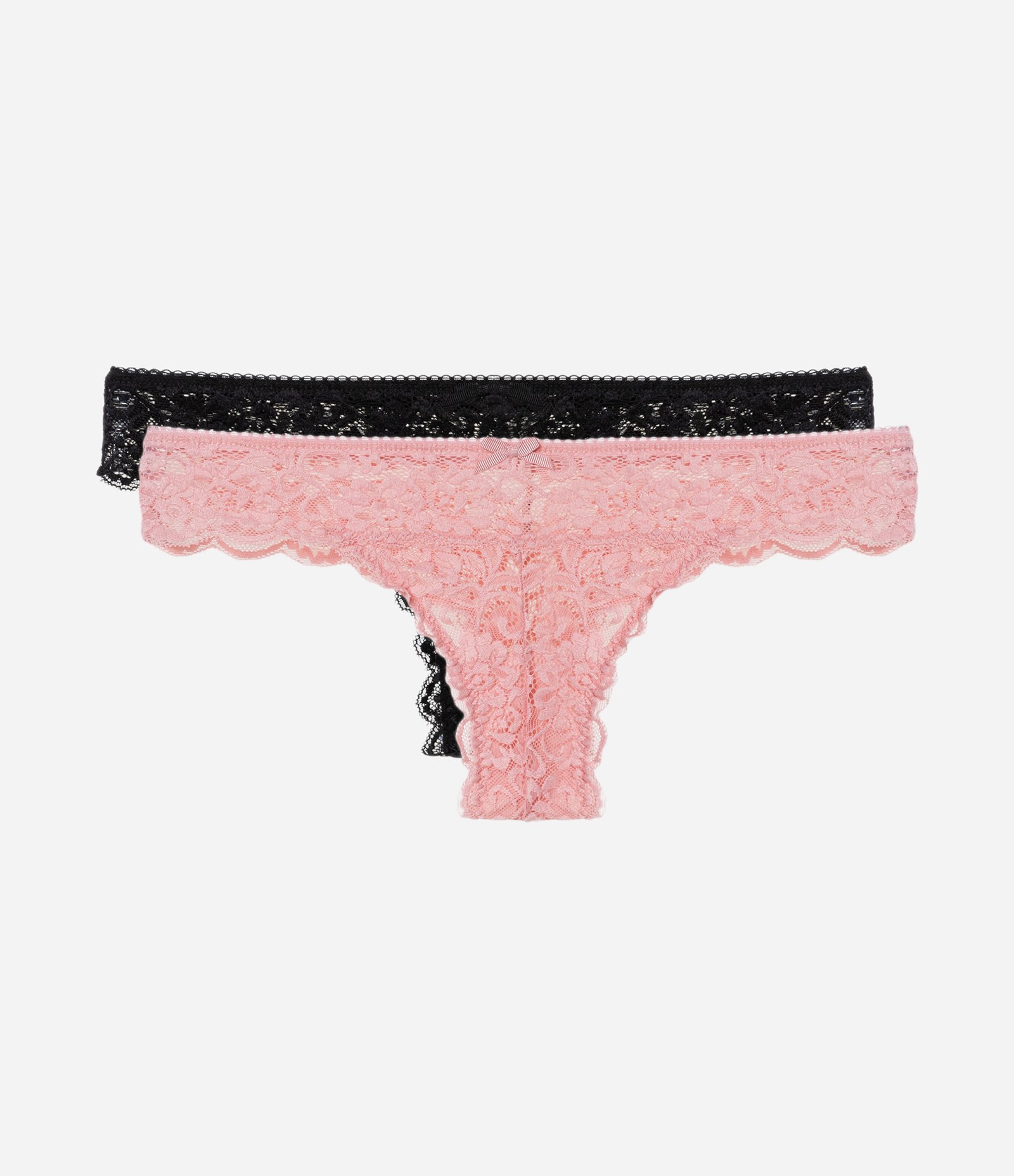Kit 02 Calcinha Biquíni Fio em Renda Rosa/Preto 1