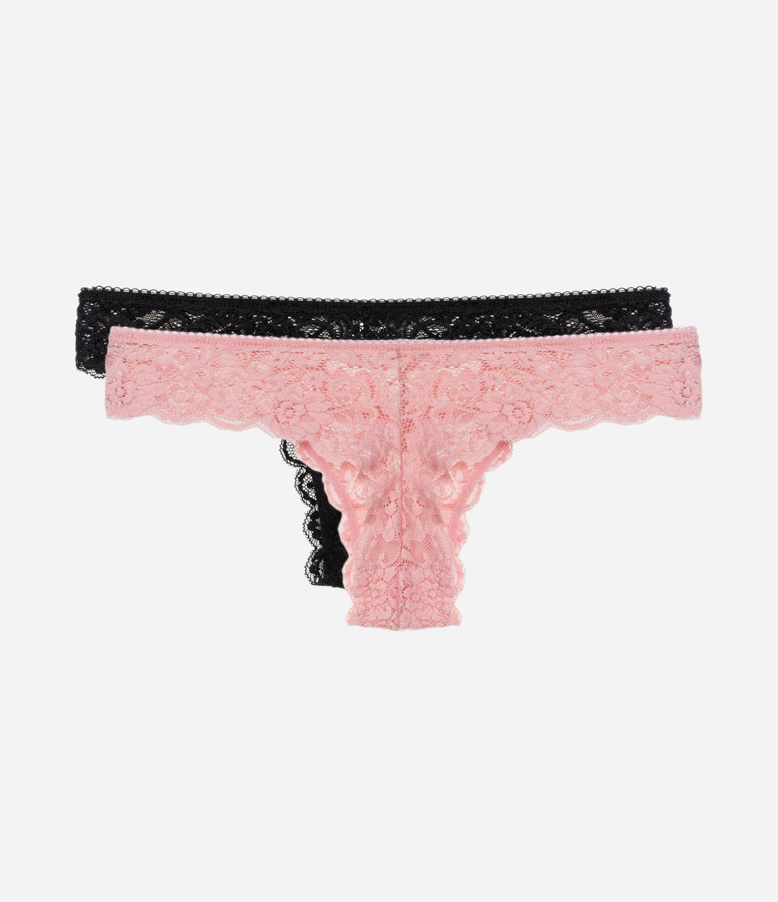 Kit 02 Calcinha Biquíni Fio em Renda Rosa/Preto 2